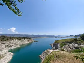 Gobind Sagar lake near Bilaspur on the Chandigarh to Manali road