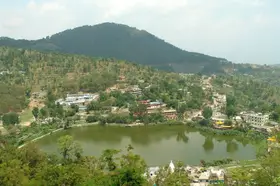 Rewalsar Lake in the hills near Mandi, a detour from the Chandigarh to Manali road